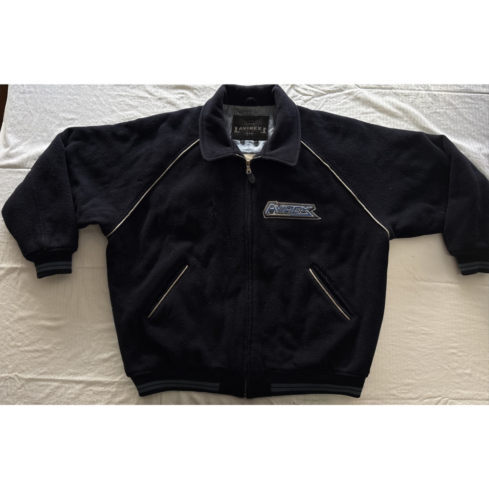 Avirex 75 Wool Jacket USA Flag Blue Varsity Bomber Classics Heroes And Legends3X